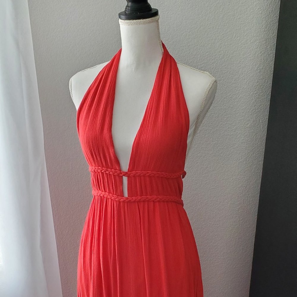 Red Halter Maxi Dress
